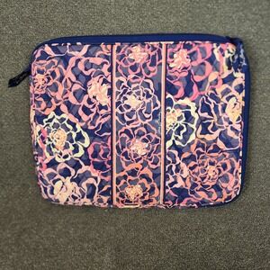Vera‎ Bradley Laptop Tablet Sleeve Zip Close Quilted Floral Pink Navy